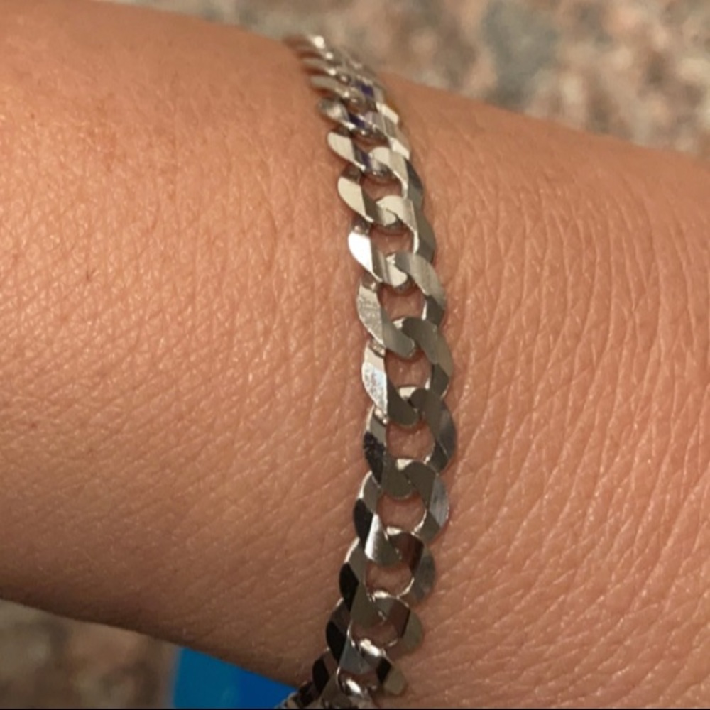 14k solid white Gold Cuban Concave bracelet